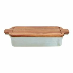 World Market Sage Green Reactive Glaze Baker with Trivet Lid