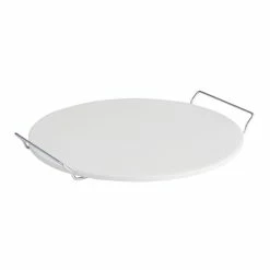World Market Round Natural Ceramic Pizza Baking Stone with Handles