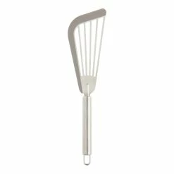 World Market Gray Silicone Edge Stainless Steel Slotted Fish Turner