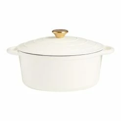 World Market Round Ivory Enamel Cast Iron Dutch Oven 5 Quart