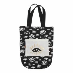 World Market Black, White And Gold Evil Eye Canvas Tote Bag