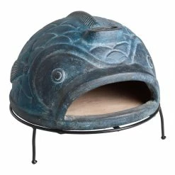 World Market Blue Terracotta Fish Pizza Oven