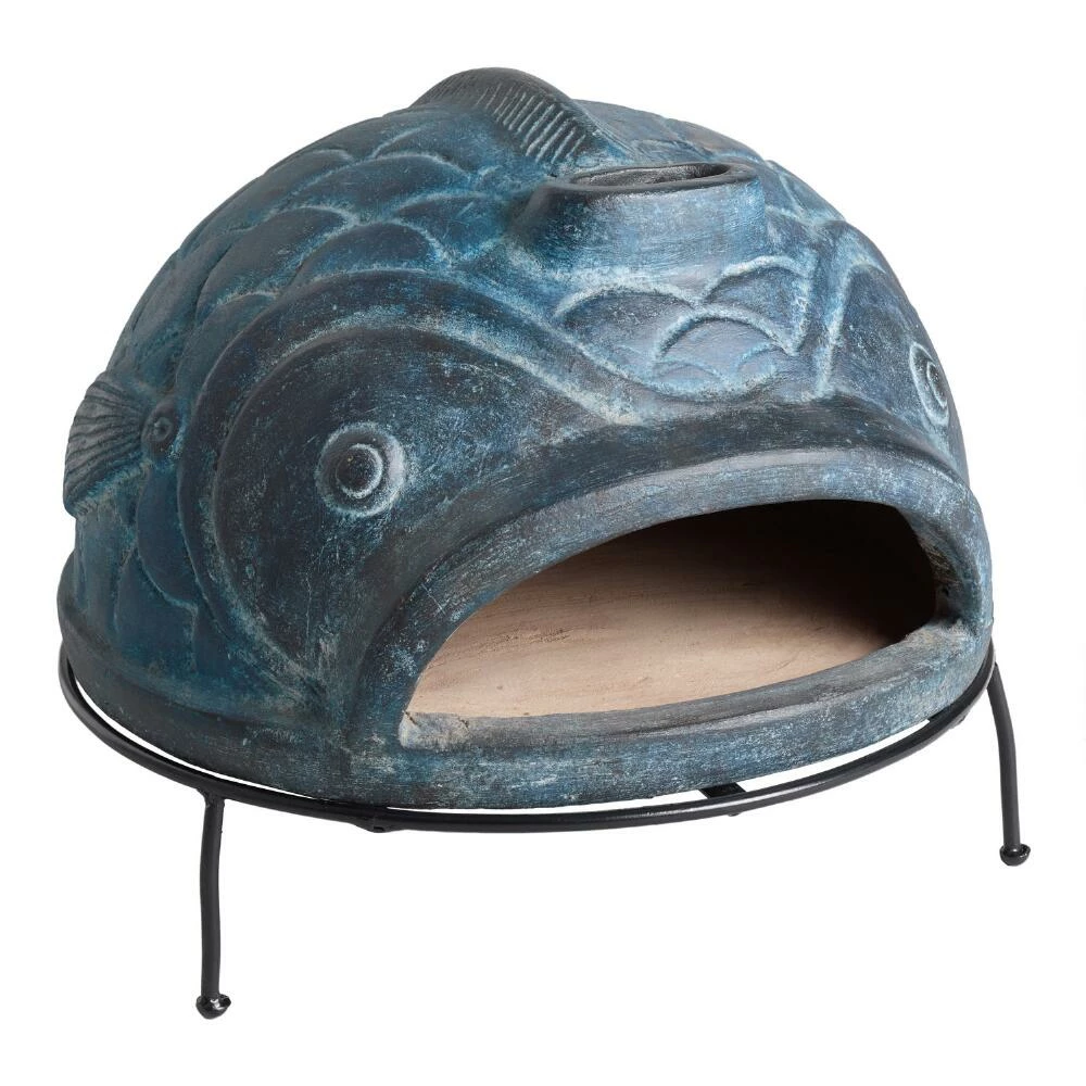 World Market Blue Terracotta Fish Pizza Oven 3 World Market Blue Terracotta Fish Pizza Oven