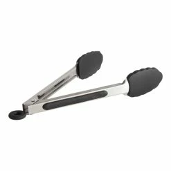 World Market Mini Black Silicone and Stainless Steel Tongs Set of 2
