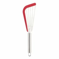 World Market Red Silicone Edge Stainless Steel Slotted Fish Turner