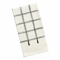World Market Black and Ivory Windowpane Eyelash Kitchen Towel