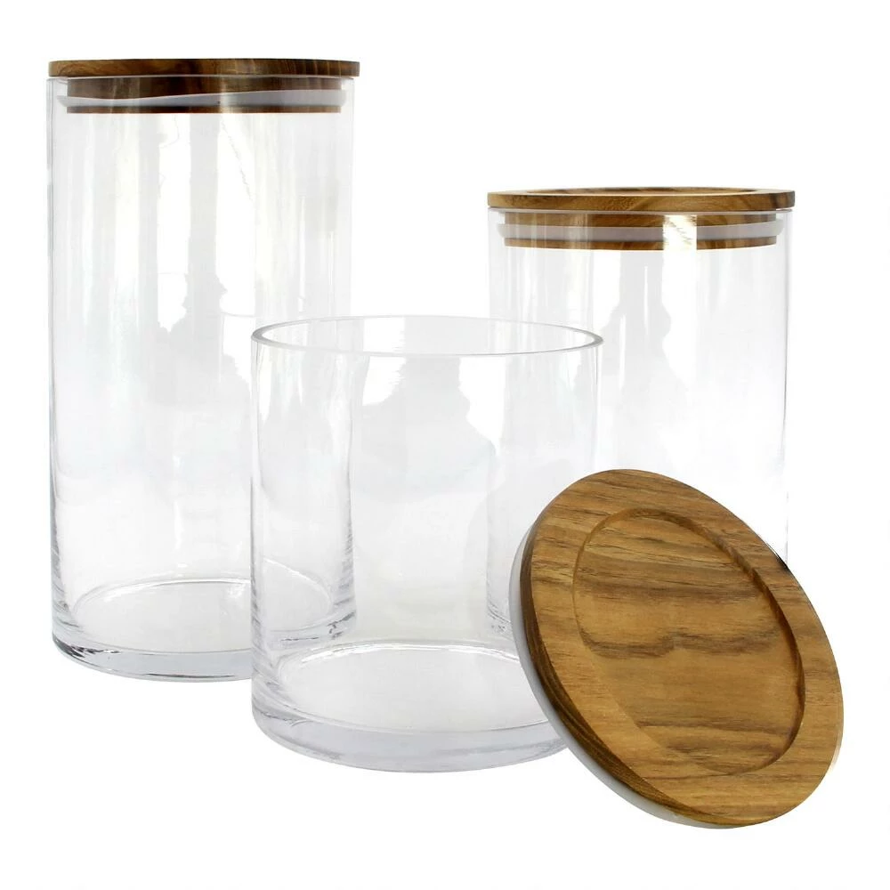 World Market Glass Food Storage Canister With Acacia Wood Lid 3 World Market Glass Food Storage Canister With Acacia Wood Lid