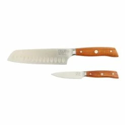 World Market Chopwell Carbon Steel and Ash Wood 2 Piece Knife Set