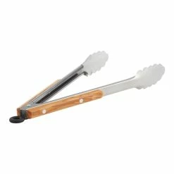 World Market Olive Wood and Stainless Steel Tongs