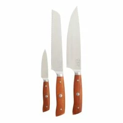 World Market Chopwell Carbon Steel and Ash Wood 3 Piece Knife Set