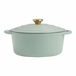 World Market Round Sage Green Enamel Cast Iron Dutch Oven 5 Quart