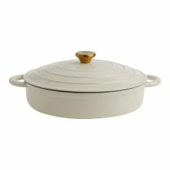 World Market Ivory Enamel Cast Iron Braiser 4 Quart
