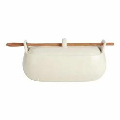 World Market Speckled Covered Ceramic Baker with Spoon