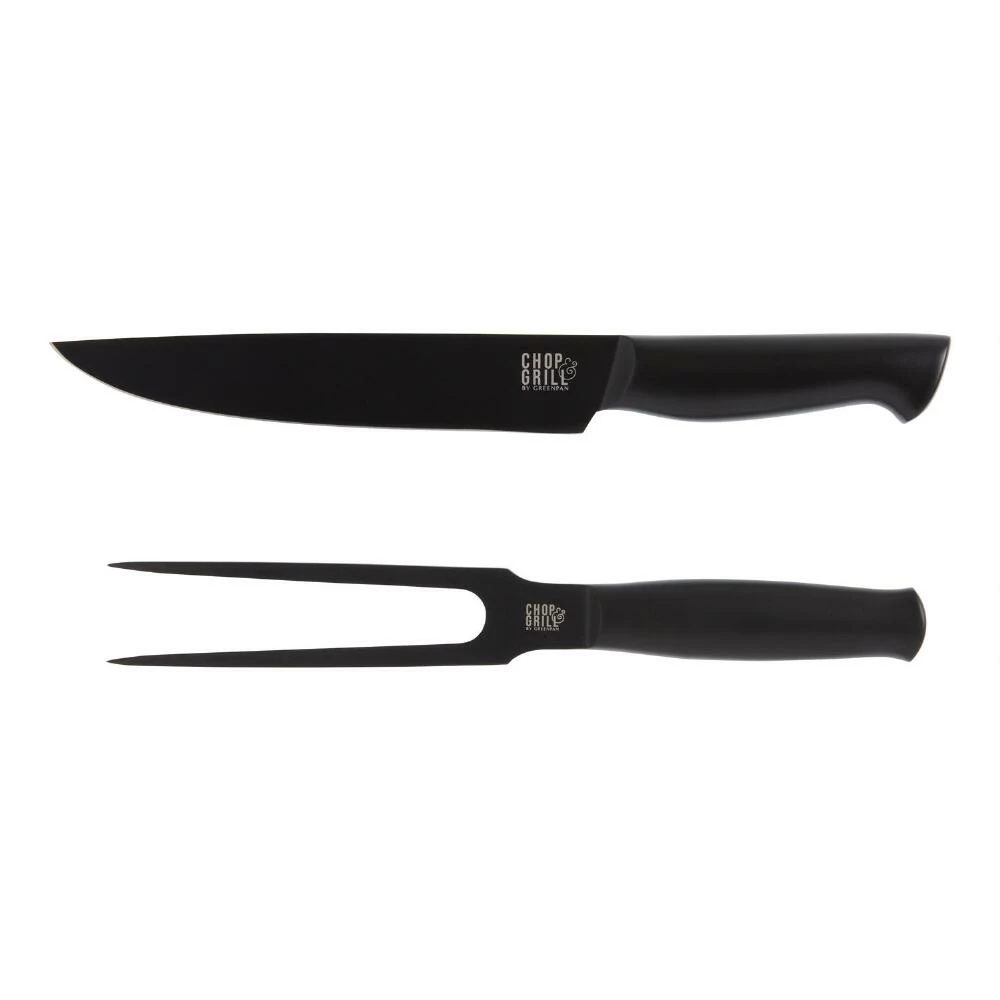 World Market GreenPan Chop & Grill Carving Knife & Fork Set 3 World Market GreenPan Chop & Grill Carving Knife & Fork Set