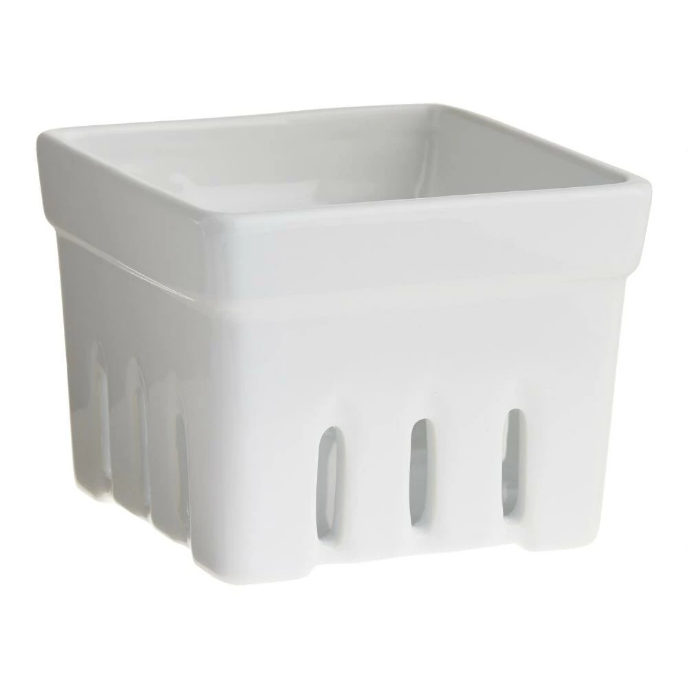 World Market Square White Ceramic Berry Basket 3 World Market Square White Ceramic Berry Basket