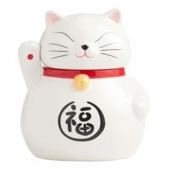 Deals Kitchen Store 22 World Market White Ceramic Lucky Cat Figural Cookie Jar