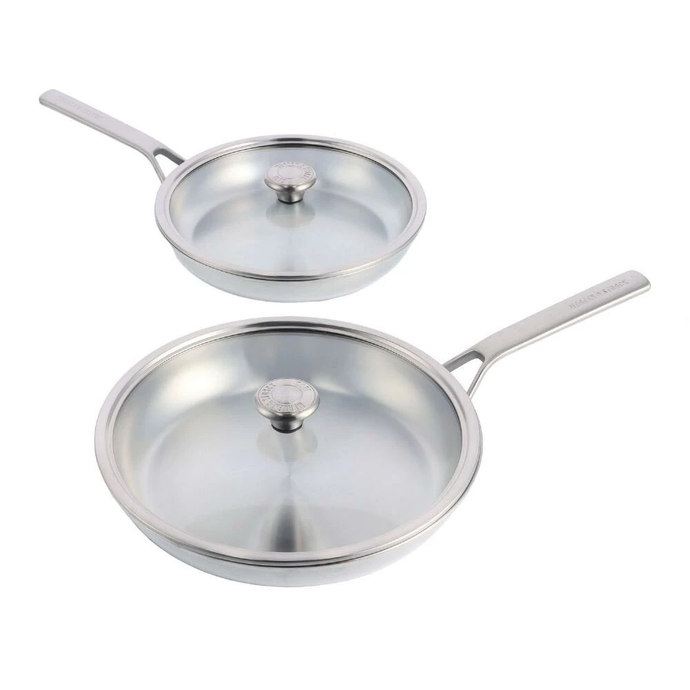 World Market Merten & Storck Stainless Steel Frying Pans With Lids 2 Pack 3 World Market Merten & Storck Stainless Steel Frying Pans With Lids 2 Pack