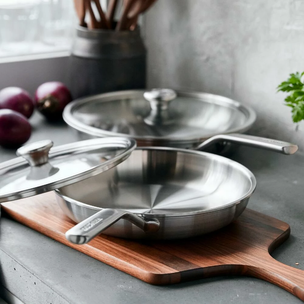 World Market Merten & Storck Stainless Steel Frying Pans With Lids 2 Pack 4 World Market Merten & Storck Stainless Steel Frying Pans With Lids 2 Pack - Image 2