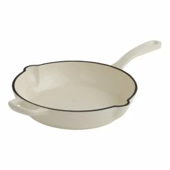 World Market Ivory Enamel Cast Iron Frying Pan