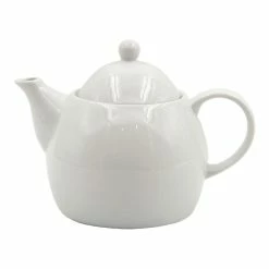 World Market White Porcelain Coupe Teapot