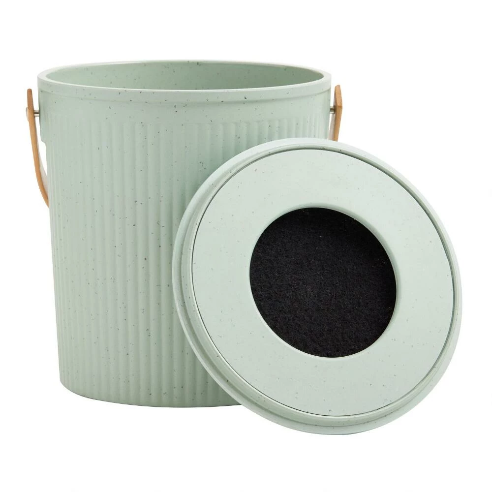 World Market Sage Bamboo Fiber and Coffee Grounds Compost Bin 4 World Market Sage Bamboo Fiber and Coffee Grounds Compost Bin - Image 2
