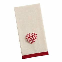 World Market Ivory Embroidered Heart Kitchen Towel