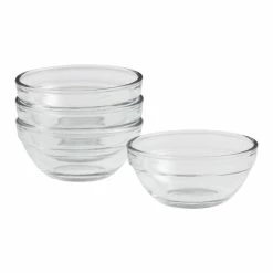 World Market Clear Glass Stackable Prep Bowls 4 Pack