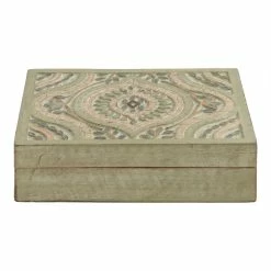 World Market Green Geo Carved Wood Ashanti Storage Box