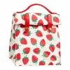 World Market Red Strawberry Washable Paper Insulated Lunch Tote