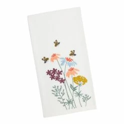 World Market Embroidered Bee and Flowers Kitchen Towel Set of 2