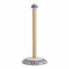 World Market Tunis White and Blue Ceramic and Wood Paper Towel Holder