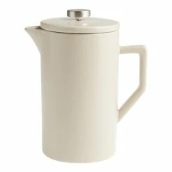 World Market Stone Gray Ceramic and Brushed Silver French Press