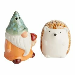 World Market Ceramic Gnome and Hedgehog Salt and Pepper Shaker Set