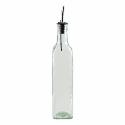 World Market Square Green Glass Oil Bottle With Spout