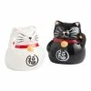 World Market Black and White Ceramic Lucky Cat Salt and Pepper Shaker Set