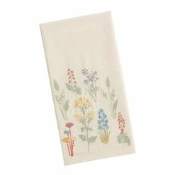 World Market Natural Multicolor Embroidered Floral Kitchen Towel