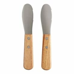 World Market Mini Stainless Steel and Wood Spreader Set of 4