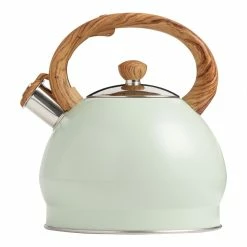 World Market Sage Stainless Steel and Woodgrain Tea Kettle