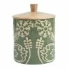 World Market Eden Green Ceramic Floral Embossed Storage Canister