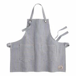 World Market Blue and White Ticking Stripe Apron