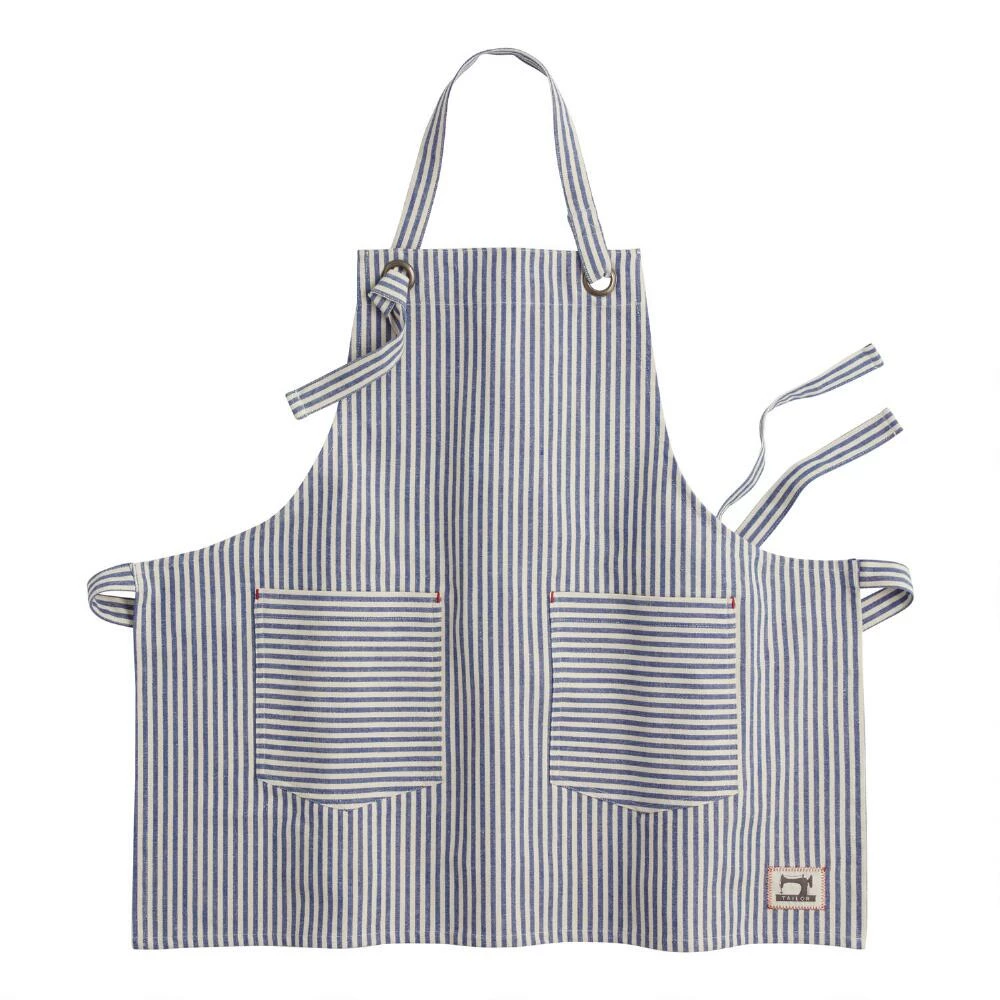 World Market Blue and White Ticking Stripe Apron 3 World Market Blue and White Ticking Stripe Apron