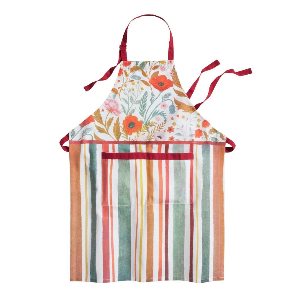 World Market Multicolor Botanical and Stripe Apron 3 World Market Multicolor Botanical and Stripe Apron