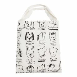 World Market Large Black And White Illustrated Dogs Canvas Tote Bag