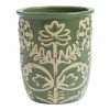 World Market Eden Green Ceramic Floral Embossed Utensil Holder