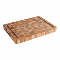 World Market TeakHaus End Grain Wood Reversible Trencher Butcher Block