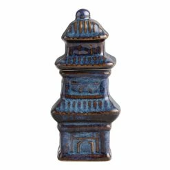 World Market Pagoda Blue Reactive Glaze Ceramic Tea Infuser