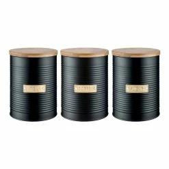 World Market Typhoon Otto Black Coffee, Tea and Sugar Canister Set