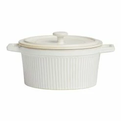 World Market Round Natural Textured Ceramic Casserole with Lid