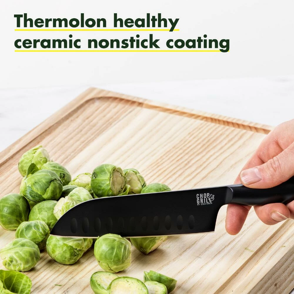 World Market GreenPan Small Chop & Grill Stainless Steel Santoku Knife 5 World Market GreenPan Small Chop & Grill Stainless Steel Santoku Knife - Image 3