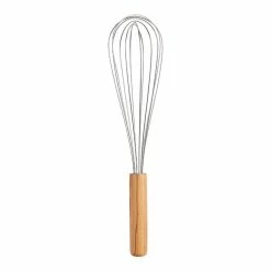 World Market Olive Wood and Stainless Steel Whisk